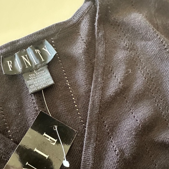 FINITY FULL FASHIONED BLACK  V-NECK CARDIGAN-NWT/L - Picture 12 of 13